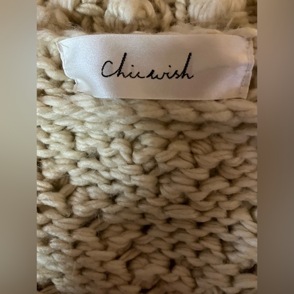 Chicwish Womens soft heart shaped balls Thick open Cardigan Sweater ivory cream - Picture 16 of 16